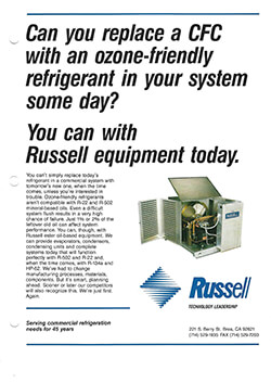 “Can you replace a CFC with an ozone-friendly refrigerant…” Ad 1993