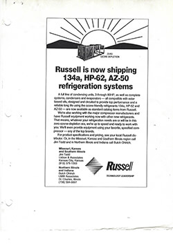 R134a, HP-62, AZ-50 Refrigeration Sytems Regional Ad 1995
