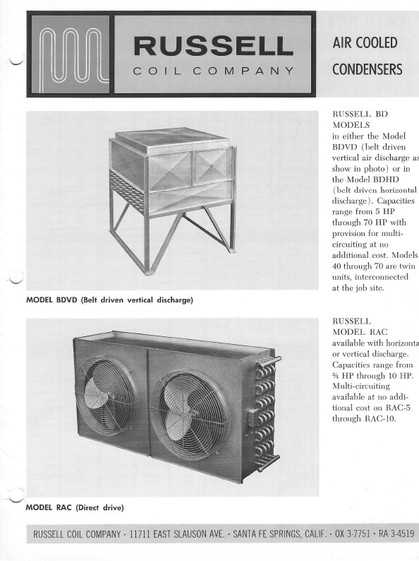 Air Cooled Condensers BD Models RAC Models 1968 Thumbnail