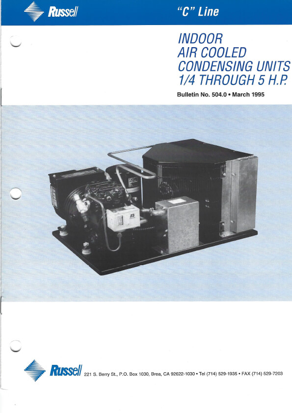 C Line Indoor Air Cooled Condensing Units 1995