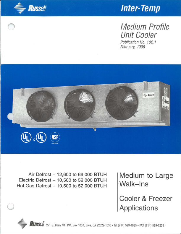 Inter-Temp Medium Profile Unit Coolers 1996
