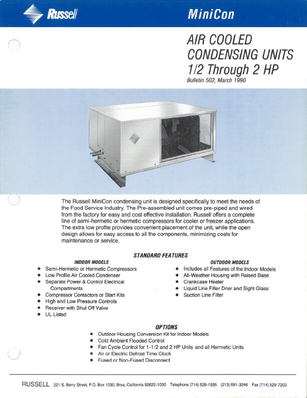 MiniCon Condensing Units 1990