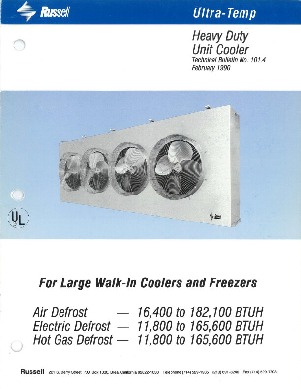 Ultra-Temp Heavy Duty Unit Coolers 1990
