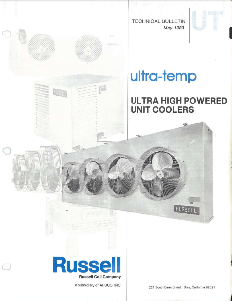 Ultra-Temp High Powered Unit Coolers 1983